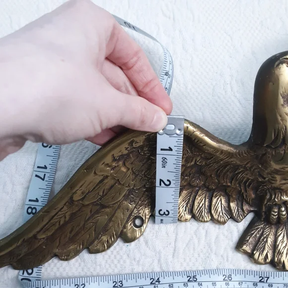Large 4LB Brass Bald Eagle Wall Door House Plaque Gold Hanging America Patriotic - Picture 9 of 15